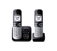 Téléphone fixe sans fil - PANASONIC - KX-TG6862 - Noir et argent - 2 combines - Répondeur numérique