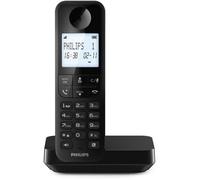 Philips D2701B Téléphone fixe sans fil 4,6", microphone vertical, mains libres, jusqu'à 14 heures, antenne optimisée, paramètres de confidentialité, noir