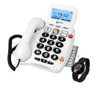 Téléphone Fixe Senior 40dB à Grosses Touches avec Télécommande SOS Geemarc Blanc
