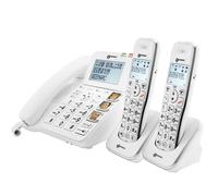 Téléphone Fixe Senior Amplifié avec 2 Combinés Sans Fil Répondeur Geemarc Blanc