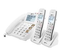 Téléphone Fixe Senior Amplifié avec 2 Combinés Sans Fil Répondeur Geemarc Blanc