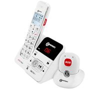 Geemarc Téléphone Fixe Senior Sans Fil Amplifié avec Médaillon SOS Répondeur