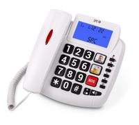 SPC Comfort Volume 2 - Téléphone Fixe Senior Grandes Touches, amplificateur Volume auriculaire, Compatible avec Les appareils auditifs, mémoires directes, Caller ID, Signal Lumineux, Filaire et Mural