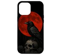 Téléphone Gothique foncé Red Moon Raven Skull Coque pour iPhone 12 Pro Max