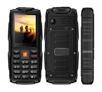 Téléphone Incassable Chantier Double SIM Portable Antichoc 2.4' IP68 Lampe Noir + SD 4Go YONIS