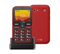 Doro Téléphone Leva L10 4G Écran 2,4" Son HD 2MP Touche d'assistance GPS Socle chargeur Rouge