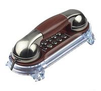 Téléphone mural de style vintage avec bouton poussoir classique et indicateur lumineux bleu pour décoration d'intérieur rétro (bronze rouge)