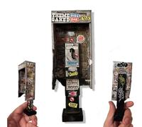 Téléphone payant américain miniature à l'échelle 1:12 pour affichage de figurines/photographie de jouet/maison de poupée, modèle vintage graffiti 2025, décoration de rue urbaine, hommage à l'histoire