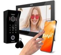 EURA VDP-99C5 Interphone vidéo 4 Fils, écran Couleur 10 Pouces, 2 entrées, WiFi, cryptage, RFID, 1080p, Noir