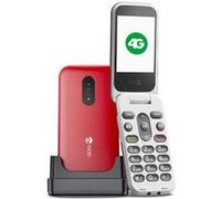 Doro 2820 4G Téléphone Portable à Clapet Débloqué pour Seniors - Grandes Touches Parlantes - Caméra - Bluetooth - Touche d'Assistance - Téléphone Basique sans Internet et sans Cradle (Rouge/Blanc)