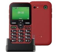 DORO - Téléphone Doro Leva E10 4G Pour Seniors - Écran Paysage 2,4", Touches Contrastées, Son Extra Fort & Clair, HD Voice, Caméra, Touche Doro Secure - Avec Station De Recharge - Rouge