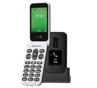 DORO - Téléphone À Clapet Doro Leva E30 4G Seniors - Grand Écran 2,8", Écran Externe, Touches Contrastées, Son Fort & Clair, Caméra - Touche Doro Secure - Avec Station De Recharge - Noir/Blanc