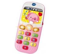 Telephone portable bebe bilingue francais / anglais rose - baby smartphone educatif - sons et lumieres - set jouet musical + carte Rose
