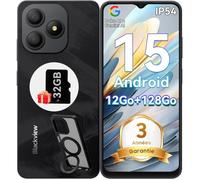 Téléphone Portable Blackview WAVE 9C,12Go+128Go,13MP+8MP Smartphone 6.56"",5000mAh Android 15 Dual SIM Face ID,3 Carts Slots-Noir