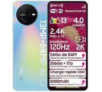 Téléphone Portable Débloqué Oscal Tiger 12 6,78 pouces 24Go+256Go-SD 1To Caméra 64MP 5000mAh Android 13 NFC Dual SIM GPS - Bleu