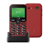 DORO - Téléphone Doro Leva E10 4G Pour Seniors - Écran Paysage 2,4", Touches Contrastées, Son Extra Fort & Clair, HD Voice, Caméra, Touche Doro Secure - Avec Station De Recharge - Rouge