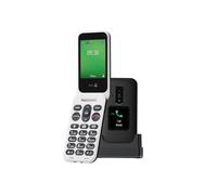 DORO - Téléphone À Clapet Doro Leva E30 4G Seniors - Grand Écran 2,8", Écran Externe, Touches Contrastées, Son Fort & Clair, Caméra - Touche Doro Secure - Avec Station De Recharge - Noir/Blanc
