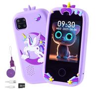 Telephone Portable Enfant Jouet pour garçons et filles âgés de 3 à 12 ans | 2,8 Pouces écran Tactile, Double Caméra, Carte SD, 18 Jeux Podomètre Alarme Lampe, Cadeau pour Enfant 3-8 Ans