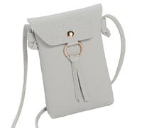 Téléphone Portable Femme, Pochette pour TéléPhone Portable en Cuir Pu, Sac à Bandoulière Souple pour Téléphone Portable pour Femmes pour Faire Du Sortir, Shopping, Travail, Se Promener (Gris clair)