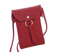 Téléphone Portable Femme, Pochette pour TéléPhone Portable en Cuir Pu, Sac à Bandoulière Souple pour Téléphone Portable pour Femmes pour Faire Du Sortir, Shopping, Travail, Se Promener (Rouge)