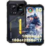 Telephone Portable Incassable 5G HOTWAV Hyper 7S 16Go+256Go Écran 6.6"" 10800mAh Smartphone Robuste Android 15 Dual SIM/NFC Jaune