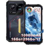 Telephone Portable Incassable 5G HOTWAV Hyper 7S 16Go+256Go Écran 6.6"" 10800mAh Smartphone Robuste Android 15 Dual SIM/NFC Noir