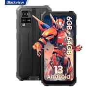 Téléphone Portable Incassable Android 13 Blackview BV4800 6,56 pouces 6Go+64Go 5180mAh 13MP IP68 Smartphone 4G Dual SIM - Noir