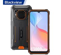Téléphone Portable Incassable Blackview BV6200 Pro Android 13 6,56" HD+ 13000mAh/18W 8Go+128Go 13MP Étanché,Face ID,Dual SIM Orange