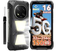 Téléphone Portable Incassable Blackview ROCK 2 Pro 5G Smartphone 6,67"" Android 16,Lampe Camping 400lm,32Go+256Go,15000mAh,NFC,Noir