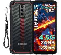 Telephone Portable Incassable DOOGEE Blade 10 Energy 24GB+128GB 6.56"" 6150mAh Smartphone Robuste 16MP Caméra Dual SIM/NFC Rouge