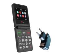 Téléphone portable pliable TTfone TT660 pour personnes âgées, avec gros boutons, assistance d’urgence, Noir (avec chargeur secteur)