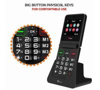 Téléphone portable pliable TTfone TT660 pour personnes âgées, avec gros boutons, assistance d'urgence, Noir (avec Chargeur de Quai)
