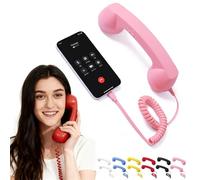 Téléphone Portable rétro, Nouveau modèle 2026 Bluetooth, avec Microphone et Haut-Parleur, for visioconférences, appels et réunions sur Mobile.(Pink,Type-C)