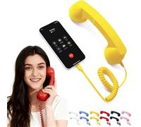 Téléphone Portable rétro, Nouveau modèle 2026 Bluetooth, avec Microphone et Haut-Parleur, for visioconférences, appels et réunions sur Mobile.(Yellow,Type-C)