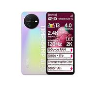 Telephone Portable Tiger12, 16Go+128Go, 6,78 FHD+ 120Hz Ecran, 64MP+13MP 5000mAh&33W, Android 13 NFC/Face ID/Fingerprint/Dual SIM - Violet