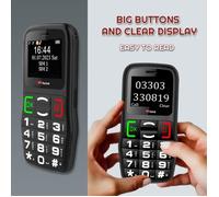 TTfone TT220 - Téléphone Portable à Grosses Touches pour Personnes âgées avec Bouton d'assistance en Cas d'urgence (avec câble USB)