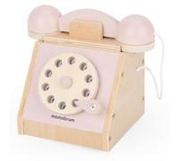 Téléphone rétro en bois - rose pastel