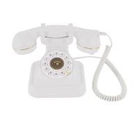 Téléphone rétro vintage filaire, design blanc et doré, volume de sonnerie réglable, écouteur ergonomique, sans pile, fonction de rappel pour la maison, le bureau, l'hôtel