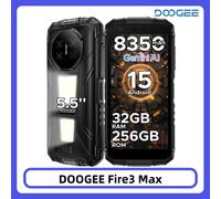 Téléphone robuste DOOGEE Fire 3 Max, écran HD+ 5,5 pouces, 32 Go + 256 Go, lampe de camping, 8350 mAh, UNISOC T7250, 48 MP, NFC, Android 15 8GB 256GB ORANGE