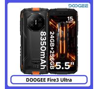 DOOGEE Fire 3 Ultra Smartphone Android 15 ultra-résistant 8350 mAh 5,5 pouces HD+, octa-core, 24 Go de RAM + 256 Go de stockage, caméra de vision nocturne 20 MP, IP68/IP69K