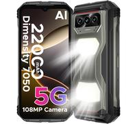 Téléphone robuste DOOGEE V Max S 5G 6,58 pouces, double lampe de camping, 24 Go (8+16) 256 Go, batterie de grande capacité 22000 mAh, appareil photo IA 108 MP, smartphone 8GB 256GB Titanium