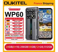Oukitel WP60 5G Smartphone Robuste 24Go + 256Go 10000mAh/33W 108MP Caméra 7,2'' 120Hz Écran IP68 Téléphone Dual SIM NFC GPS - Noir