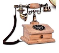 Téléphone rotatif rétro filaire avec tiroirs en bois et poignée ergonomique Très résistant pour la maison, le bureau, l'hôtel (Bois)