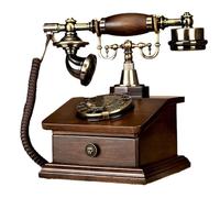 Téléphone rotatif vintage avec tiroirs en bois et poignée ergonomique Très résistant pour la maison, le bureau, l'hôtel (Café)