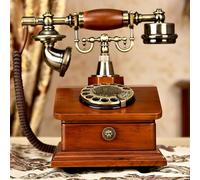 Téléphone rotatif vintage avec tiroirs en bois et poignée ergonomique Très résistant pour la maison, le bureau, l'hôtel (couleur bois)