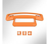 ALCATEL Epure Iconic - Téléphone Fixe sans Fil DECT - Design Vintage - Grand Écran Graphique Haute Lisibilité - Mains Libres - Fonction Blocage des Appels - Orange