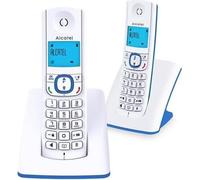 Téléphone sans fil - ALCATEL - F530 Duo - 2 combinés, blocage d'appels, mains libres, 2 mémoires directes, Blanc/Bleu