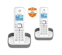 Téléphone sans fil Alcatel Pack Duo F 860 Duo avec fonction blocage des appels publicitaires blanc gris