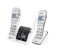 Téléphone Sans Fil Duo avec 2 Combinés / Répondeur / Son Ultra-amplifié Geemarc Blanc