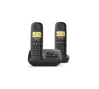Gigaset Téléphone sans fil Basic 100A Duo – Répondeur, mains libres, Écran rétroéclairé, Noir